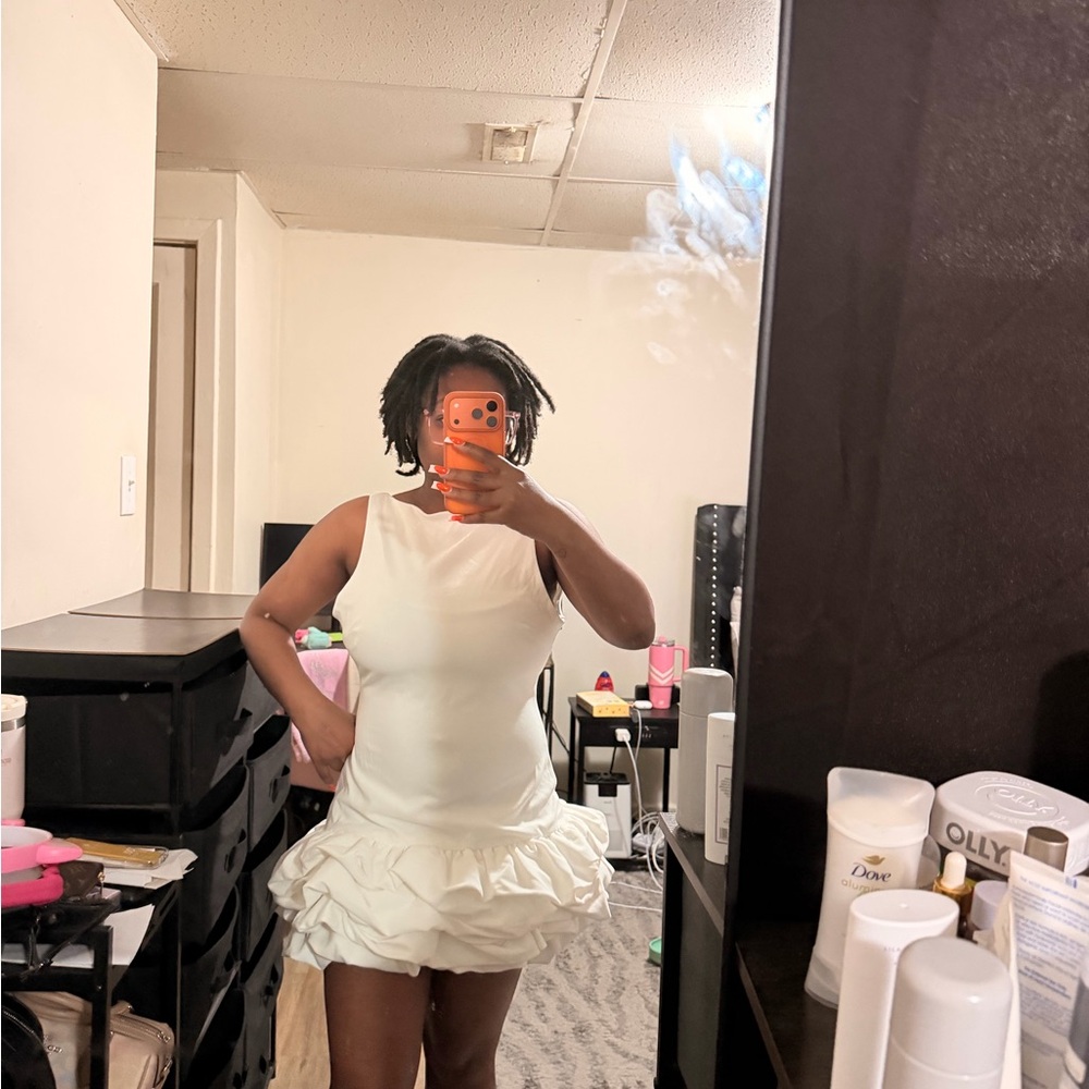 Fashion Nova White Ruffle Mini Dress